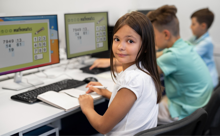 children studying